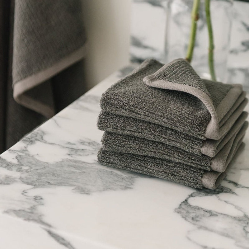 Ribbed Terry Washcloths, Dark Gray