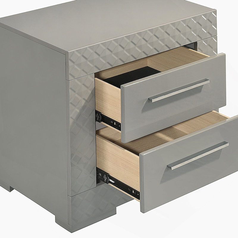 Table de chevet 2 tiroirs Pierce Grey, Grey