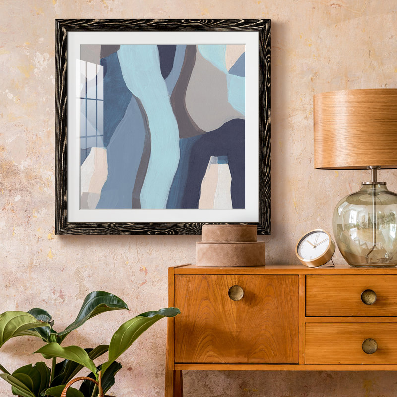 «Blue Chrysalis III», reproduction encadrée de qualité supérieure - prête à être accrochée, Papier encadré noir vieilli