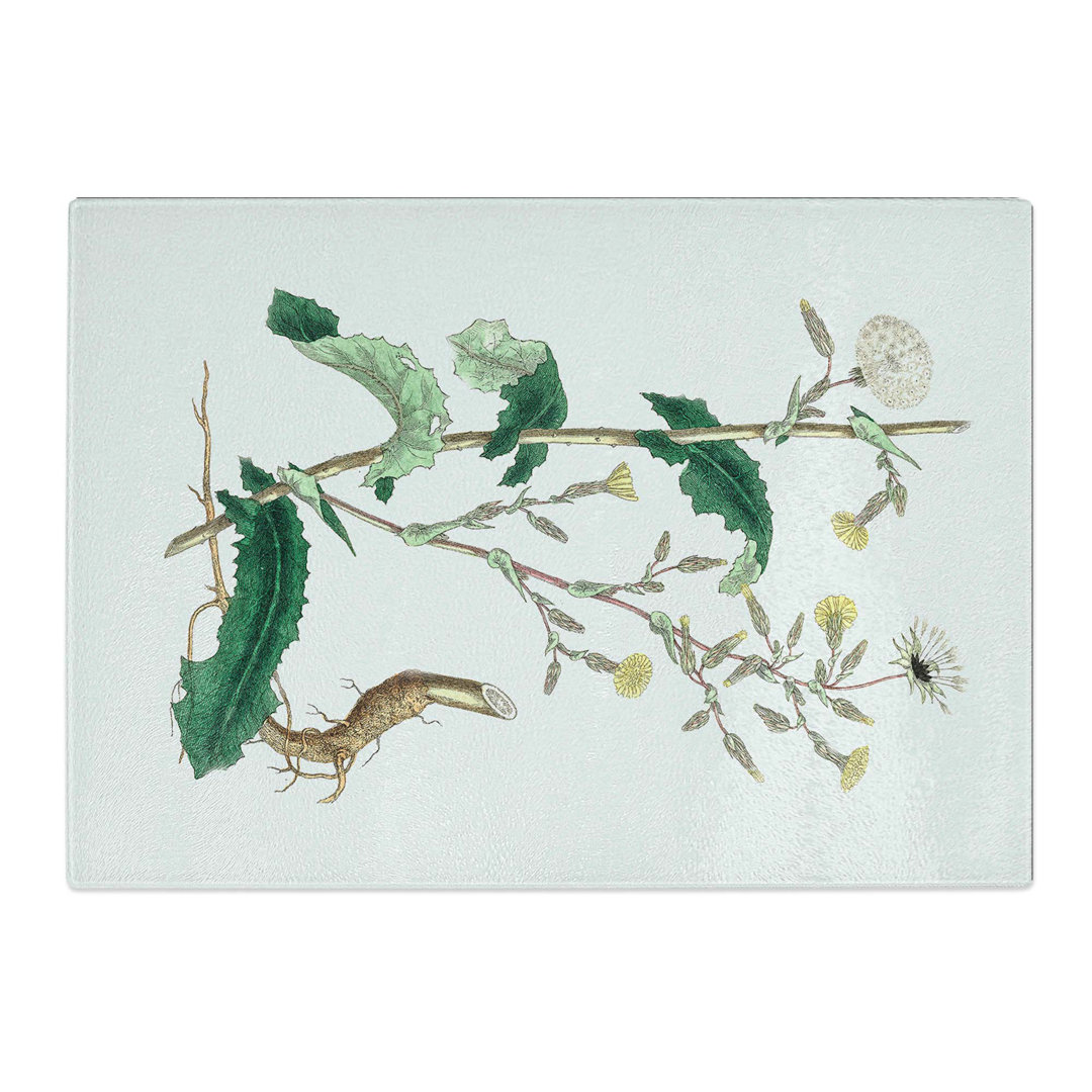 Tempered Glass Wild Lettuce Illustration Chopping Board