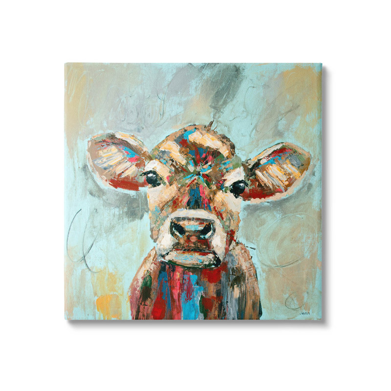 «Brushed Paint Cow Art», art mural par Jen Seeley, H 17 po x l 17 po x P 1,5 po
