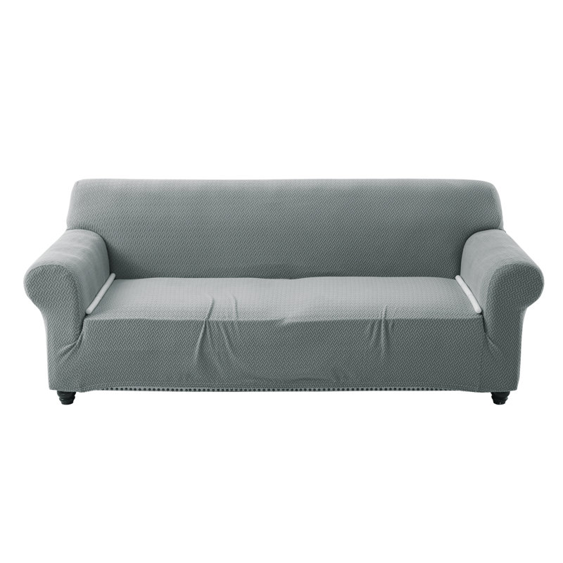 Luxury Reversible Spandex Loveseat Jacquard Pattern Stretchable Slipcover , 2 Seater (179cm H x 224m W x 9cm D), Grey