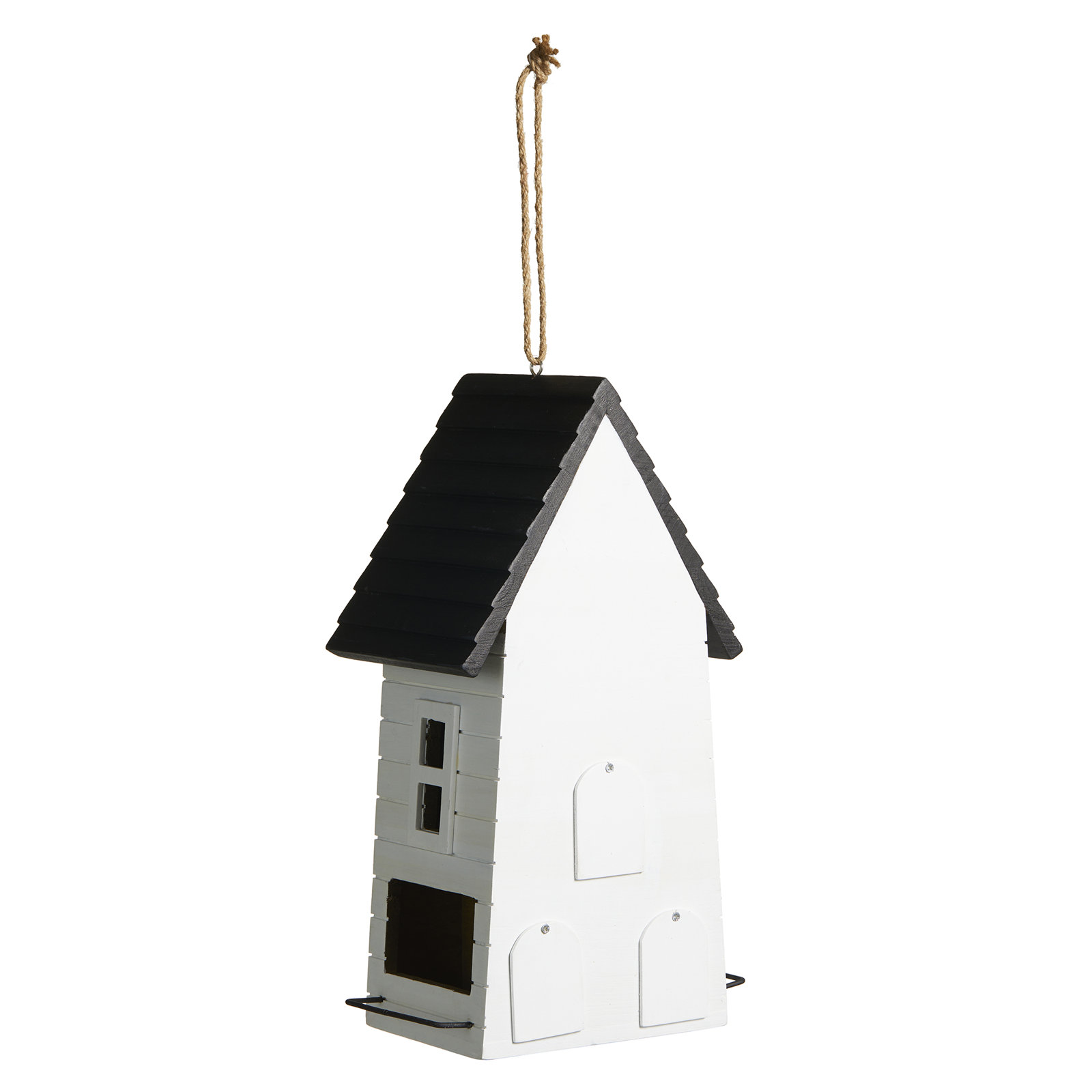 14.25"H Modern Functional And Decorative Solid Wood White Outdoor Garden Birdhouse