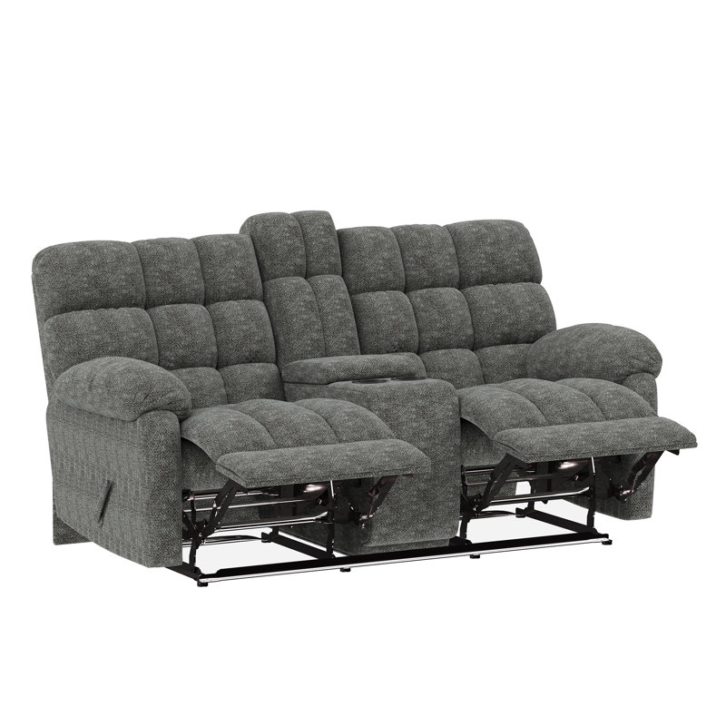 Causeuse double inclinable avec console, chenille grise, Grey