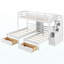 Lit superposé simple au-dessus de simple et simple, lit superposé triple avec tiroirs, escalier avec rangement, tablettes intégrées, blanc-825982469-825982476-825982492