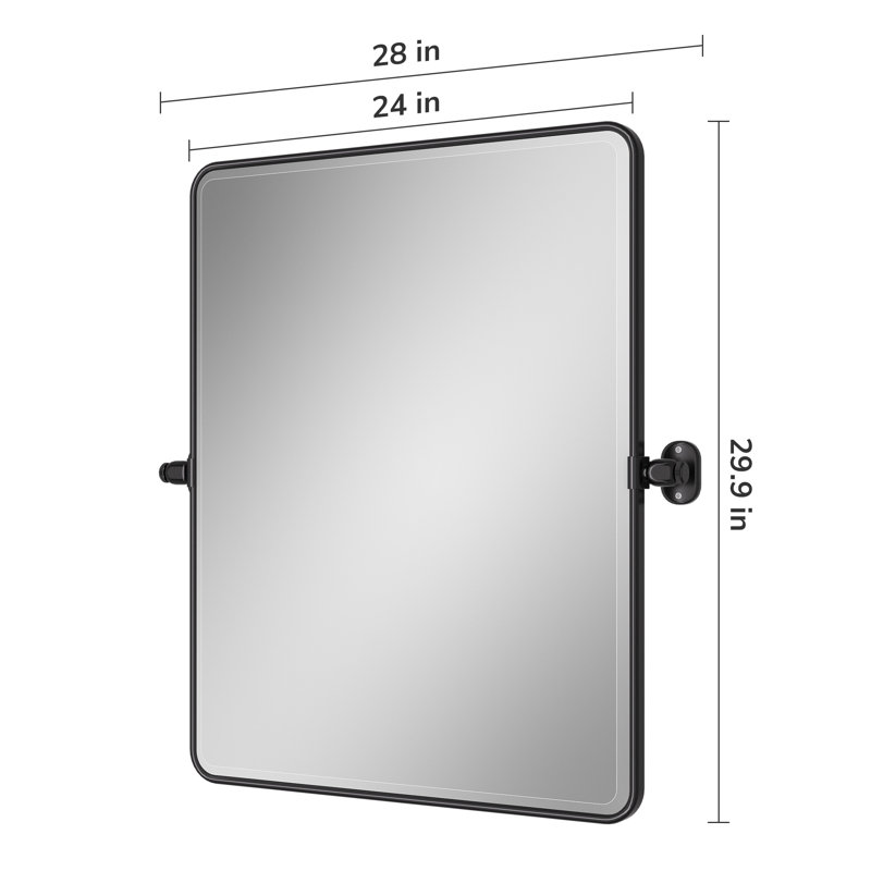 Miroir Parren, 30 po x 24 po, Noir mat