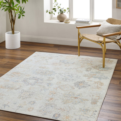 Theia Vintage Look Machine Woven Gray,Cream,Tan,Charcoal,LightBrown,SkyBlue Area Rug