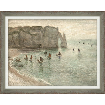 Ships long the Coast - Peinture encadrée sur papier