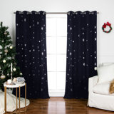 Corderius Polyester Snowflake Silver Foil Print Blackout/Room Darkening Thermal Grommet Curtains