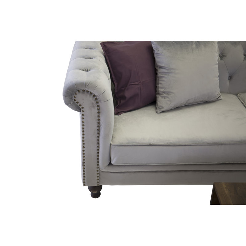 Fenella Velvet Sofa, Light Grey