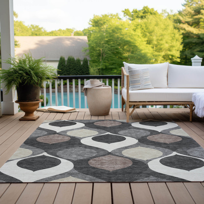 Tapis gris intérieur / extérieur lavable à la machine Mahaney ACN749, Rectangle 3' x 5'