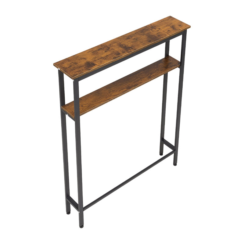2-Tier Wood-Grain Narrow Console Table