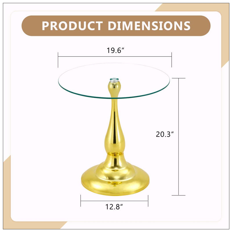 Table de bout ronde 19,6 pouces, Gold,Transparent