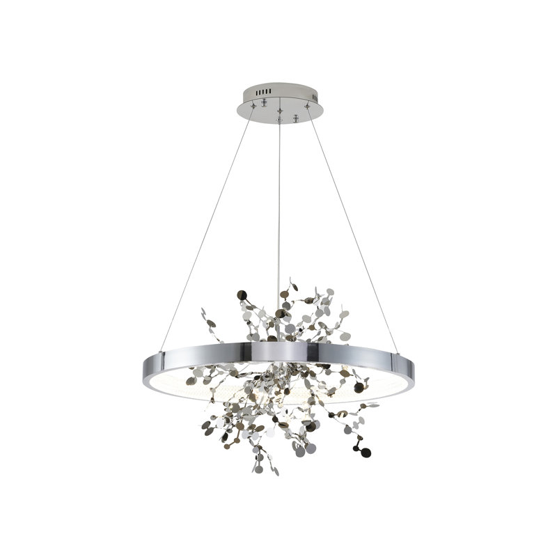 Modern LED Round Halo Confetti Chandelier , Chrome, Yes
