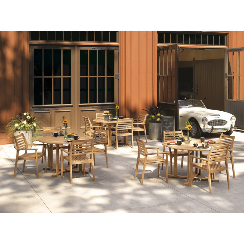 Mera Stacking Patio Dining Chair, Natural Teak