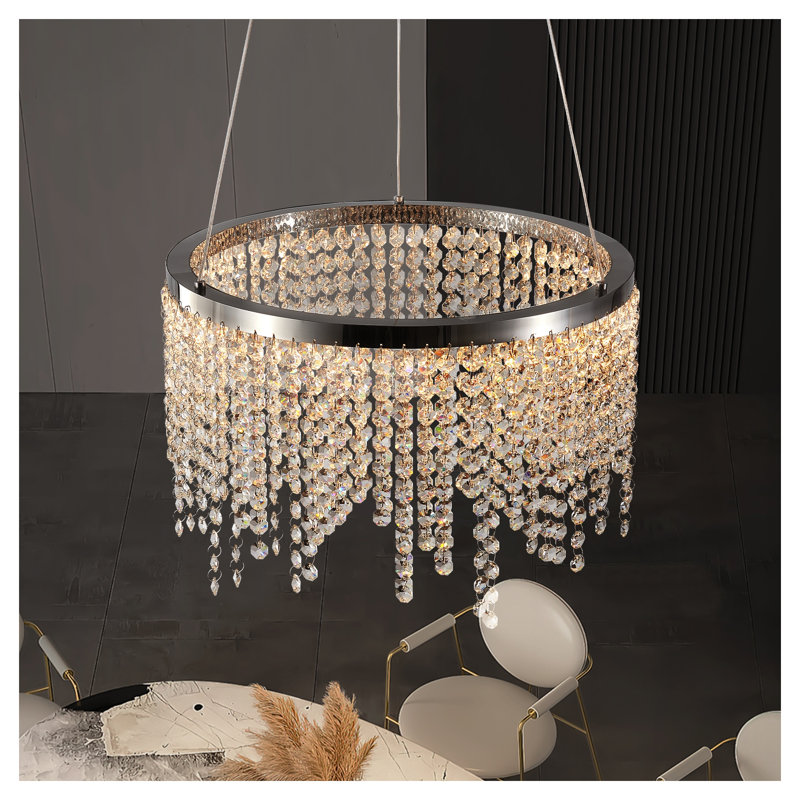 Modern Raindrop Crystal Chandelier - Adjustable LED Pendant Light with Dimmable Color Temperature for Dining Room & Living Room