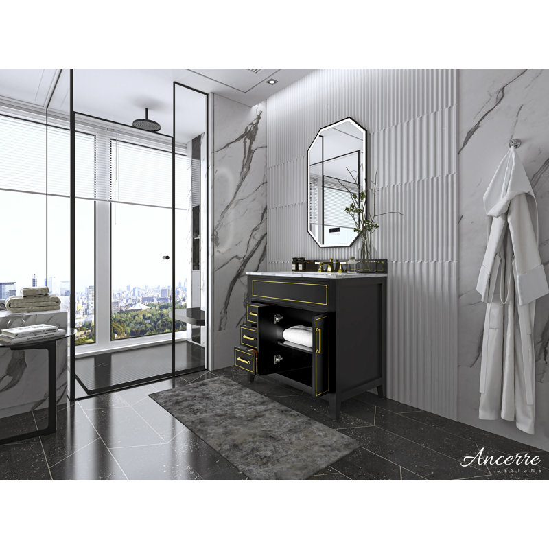 Aspen 36'' W Single Vanity, Gold, Black Onyx