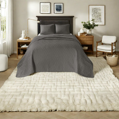 Ensemble de literie confortable en coton gris foncé de style maison de campagne