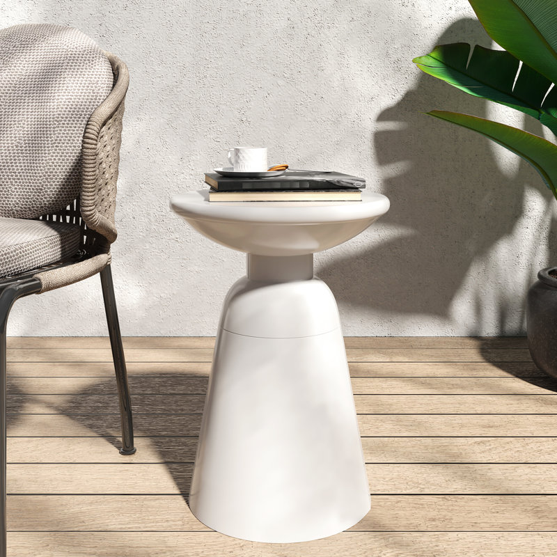 Table de bout d'extérieur moderne en métal - grande taille, blanc, fer, 15,1 po x 15,1 po x 20,9 po, sans assemblage, blanc