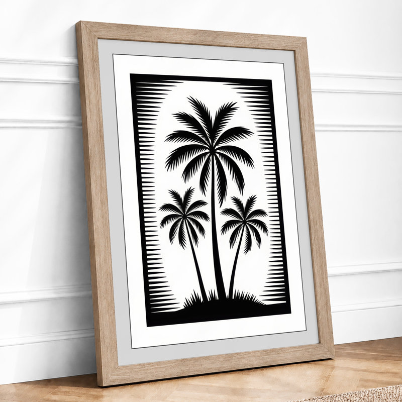 Three Palms Tropical - Print, A1 - 84.1 x 59.4 cm, Oak