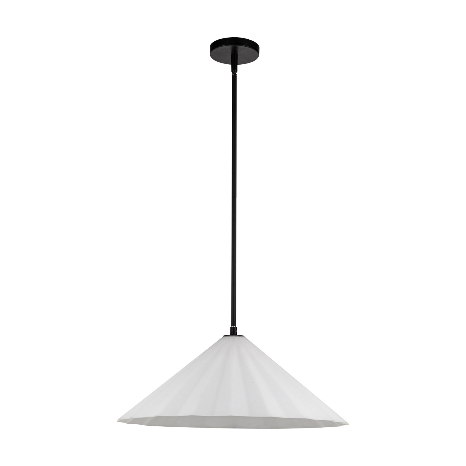 Yuridia Single Light Glass Steel Pendant, Matte Black, 8.25"H x 20.50"W x 20.50"D