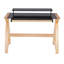 Bureau d'écriture en verre trempé noir mat avec structure en bois et huche intégrée, style Mid-Century moderne