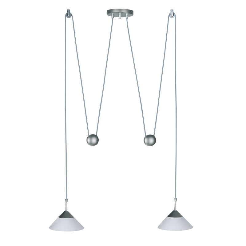 Delia 2 - Light Silver/Matt Nickel Cluster Pendant, Opal white
