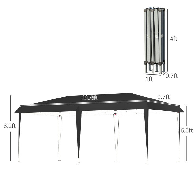 240'' W x 120'' D Steel Pop-Up Canopy, Black