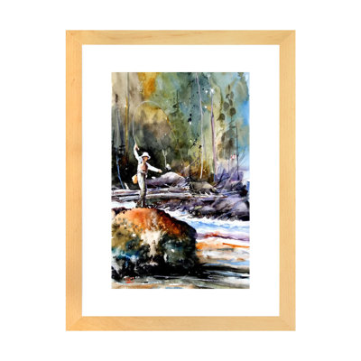 «Fishing in the Wild», reproduction d'art encadrée