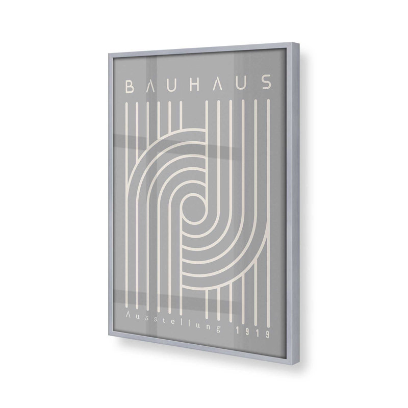 Bauhaus 1919, reproduction linéaire harmonisée, H 11,25 po x l 9,25 po x P 1,25 po, Papier avec cadre en chrome poli
