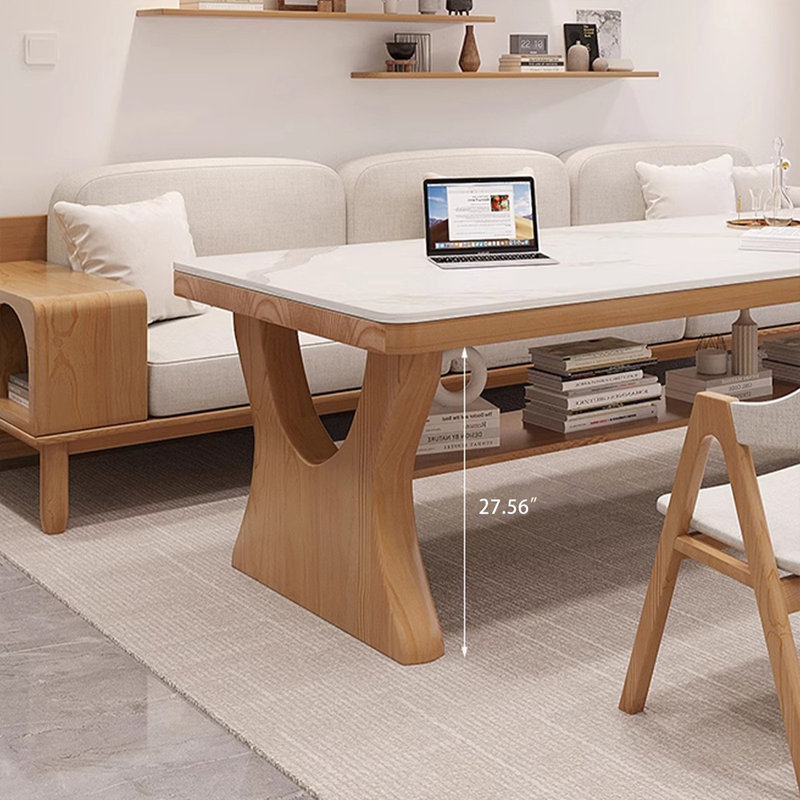 Bureau rectangulaire en bois massif Burlywood, H 29,53 po x l 78,74 po x P 31,5 po