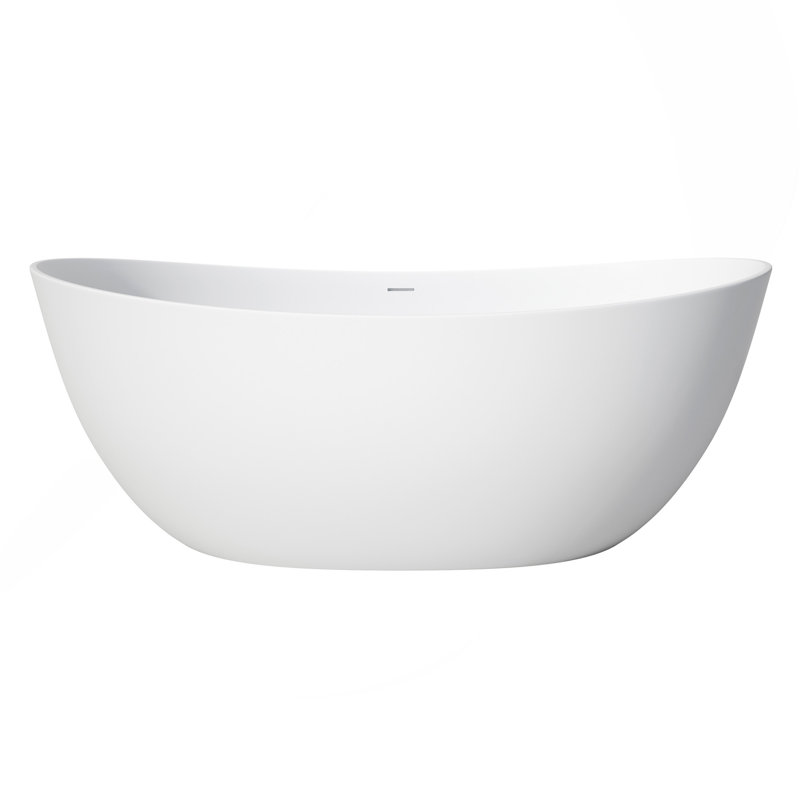 65 Inch Solid Surface Soaking Bathtub - Deep Soak Freestanding Tub
