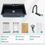 Évier de cuisine à fixation en cascade avec lavabo encastré 33 po x 22 po x 10 po en granite composite noir
