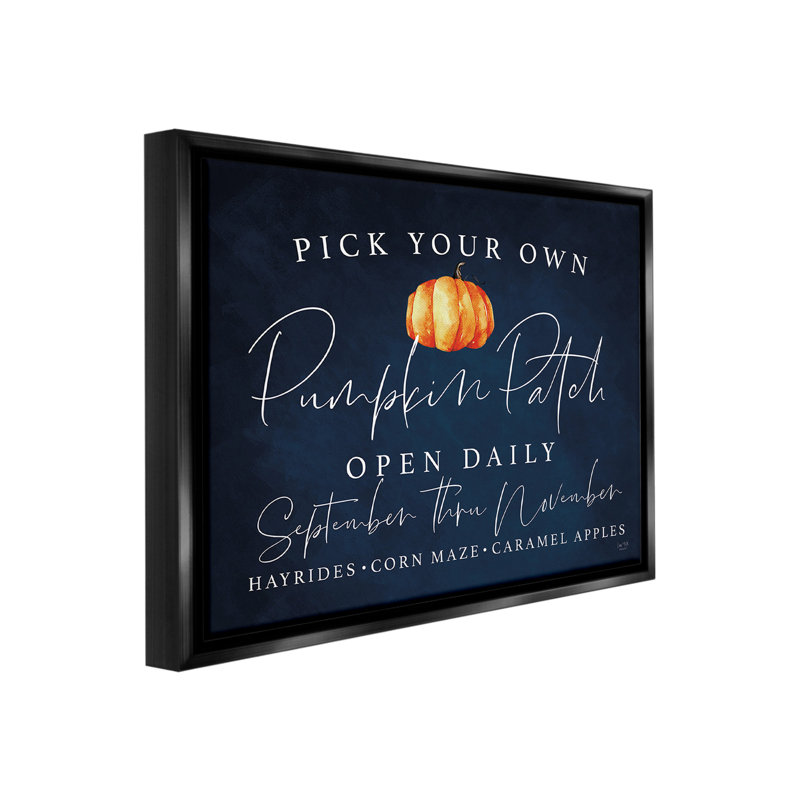 «Pick Your Own Pumpkins» sur toile, Cadre flottant noir de jais, H 25 po x l 31 po