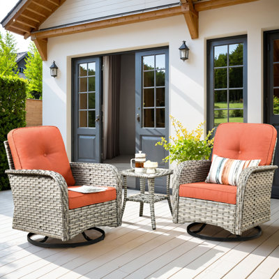 Three-Piece Outdoor Swivel Chair Set