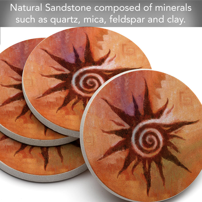 Spiral Sun 4-Pack Natural Sandstone Coasters