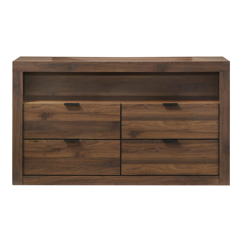 Commode 4 tiroirs avec tablette Hildebran, Brun