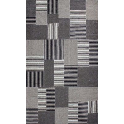 Tapis décoratif en laine brun noué à la main à motif géométrique Patridge