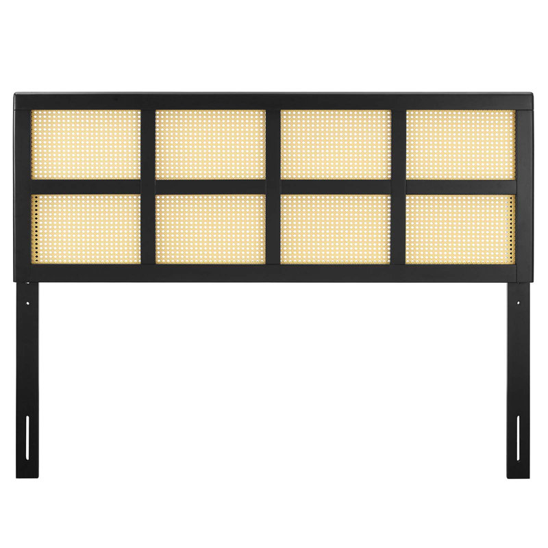 Luana Cane Mid-Century Modern Headboard by Modway, Black, Queen