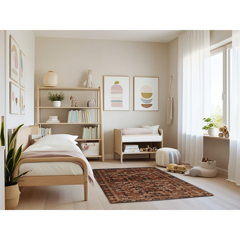 Tapis brun lavable à la machine, Rectangulaire 3 pi x 5 pi