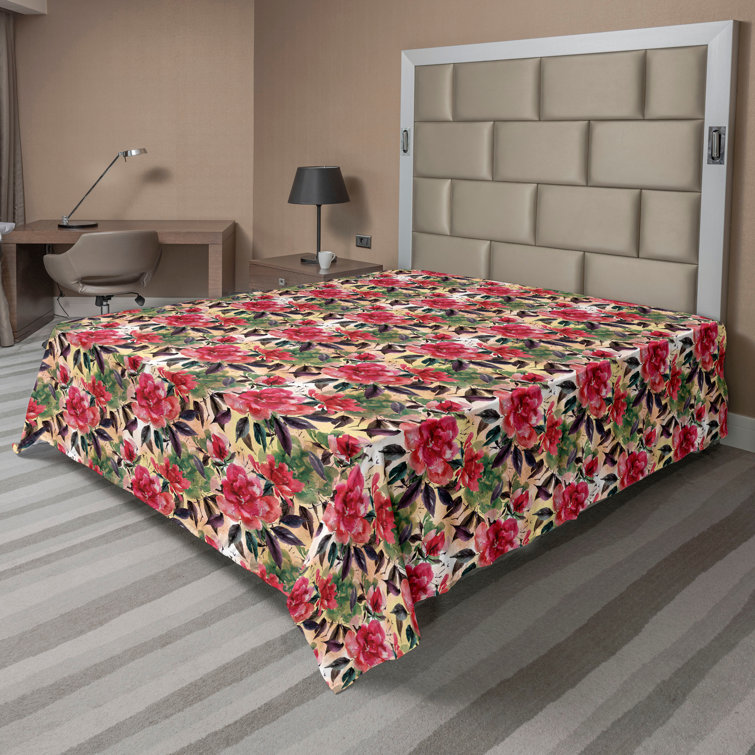 Ambesonne, drap plat floral pivoines, art botanique printanier