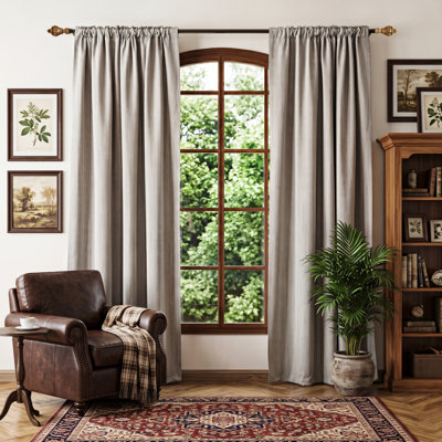 Solid Room Darkening Curtains for Living Room, Heavyweight Woven Window Drapes with Free Hooks, Dual Header Tape Top and Rod Pocket Curtain Panels, 54x110in (137x280cm), Taupe