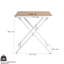 4 fauteuils empilables en PP bleu gris et une table carrée intérieure / extérieure polyvalente, conception ergonomique, plateau de table avec pieds en métal de couleur kaki blanche, entretien zéro, structure résistante aux intempéries