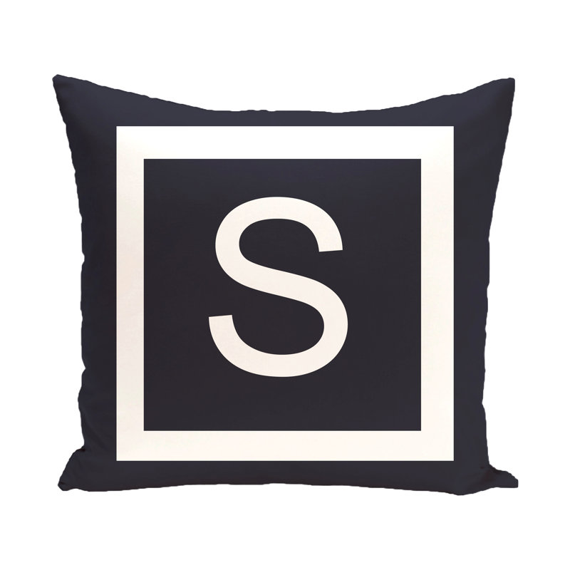 Reversible Throw Pillow, 16" H x 16" W x 2" D, Navy Blue / White, S