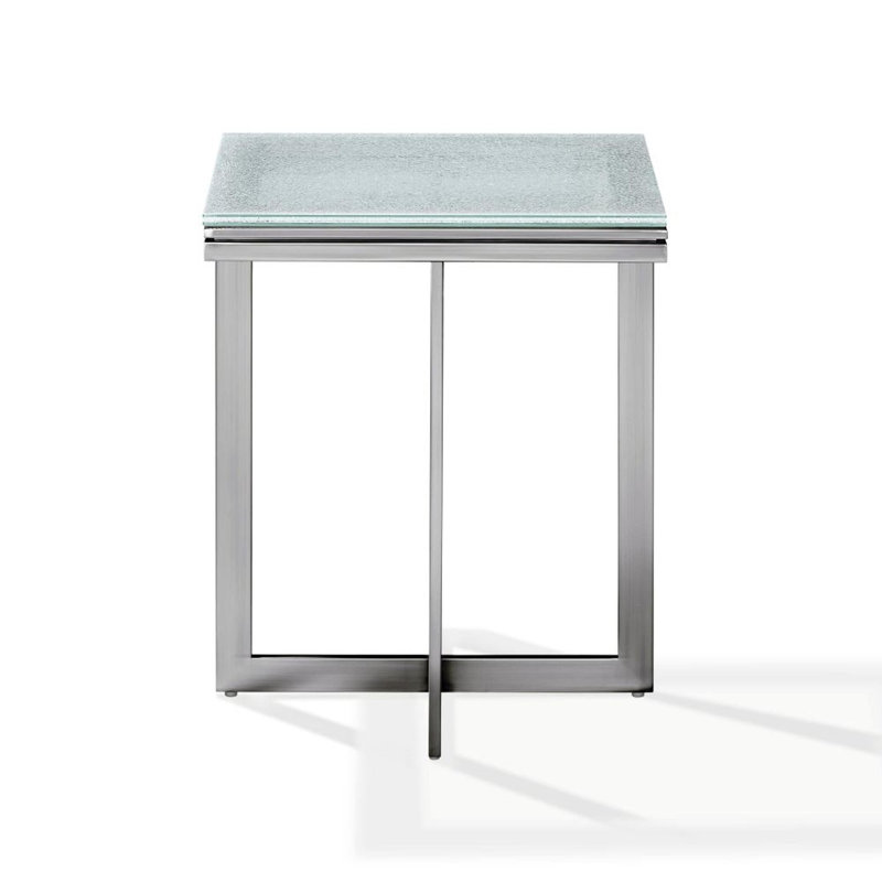 Glass Top Cross Legs End Table