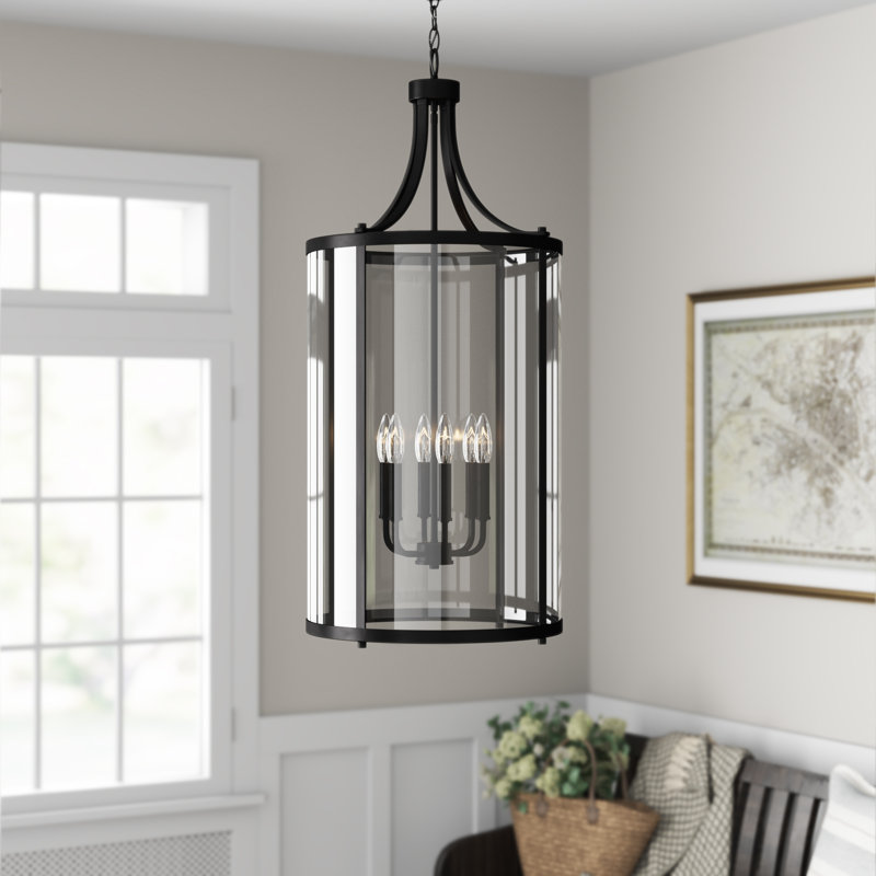 Lustre géométrique noir à 6 lumières Wayland, H 34 po x l 16 po x P 16 po, Noir, Six lumières