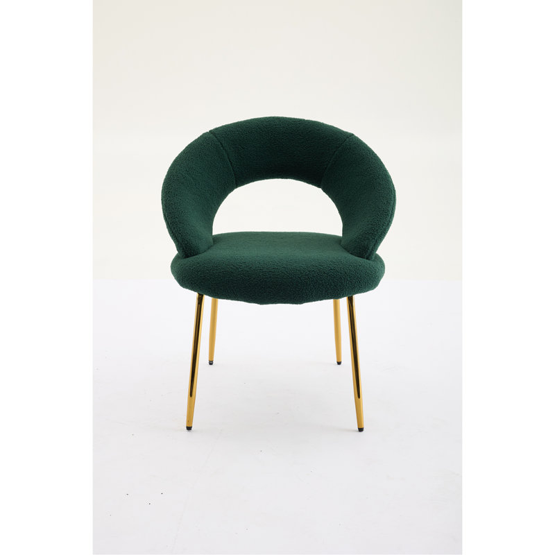 Meshea Dining Chair with Sleek Metal Legs, Ensemble de 1, Ours en peluche vert