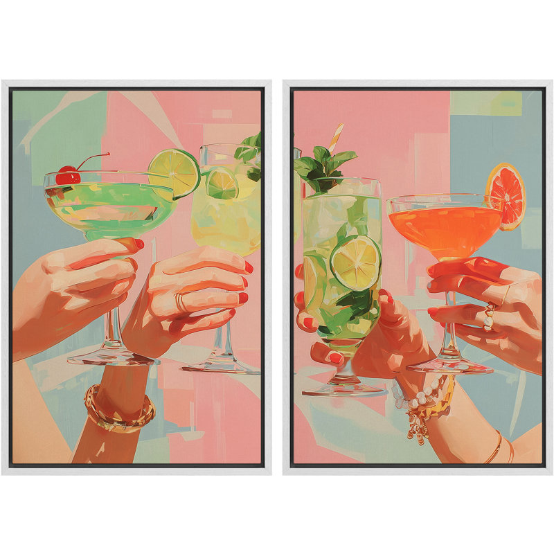 «Vibrant Cocktail Party», images de célébration de boisson estivale, impression sur toile encadrée, impression numérique