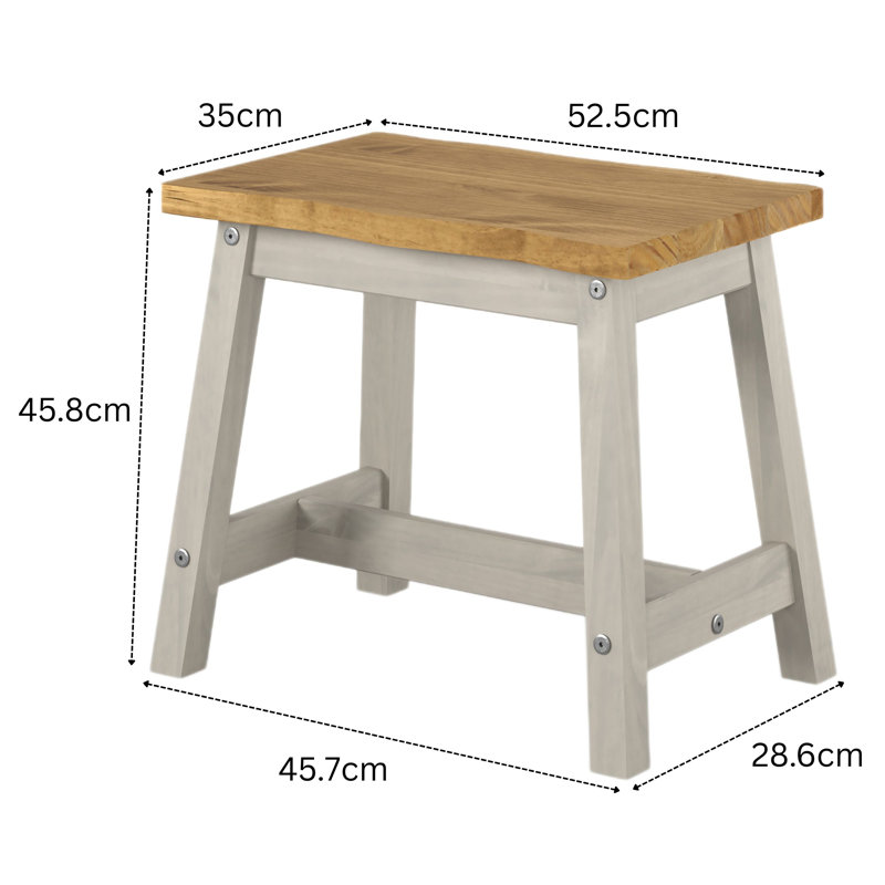 Staton Solid Wood Bench, 45.50 x 52.50 x 31.50cm, Grey