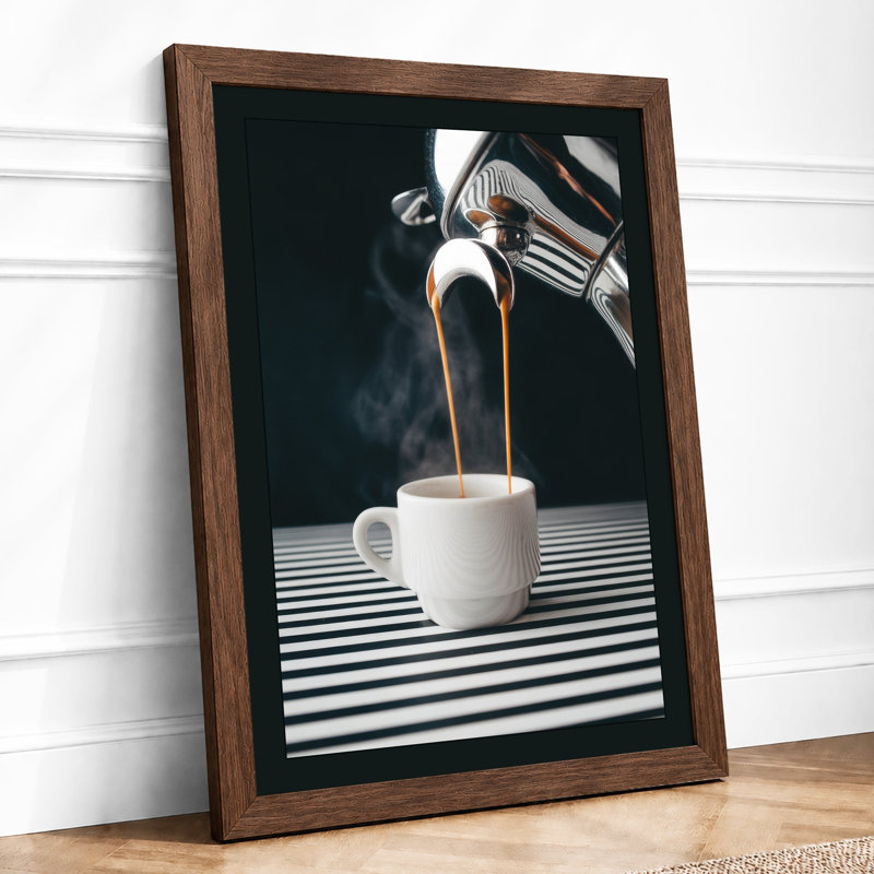 Coffee Pour Modern - Framed Print, Walnut, A1 - 84.1 x 59.4 cm